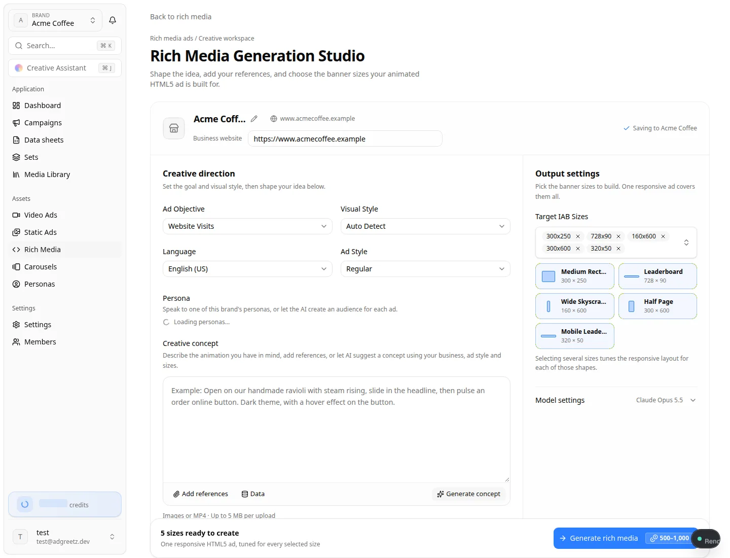 Brand Rich Media studio Rich Media Generation Studio opened from the brand